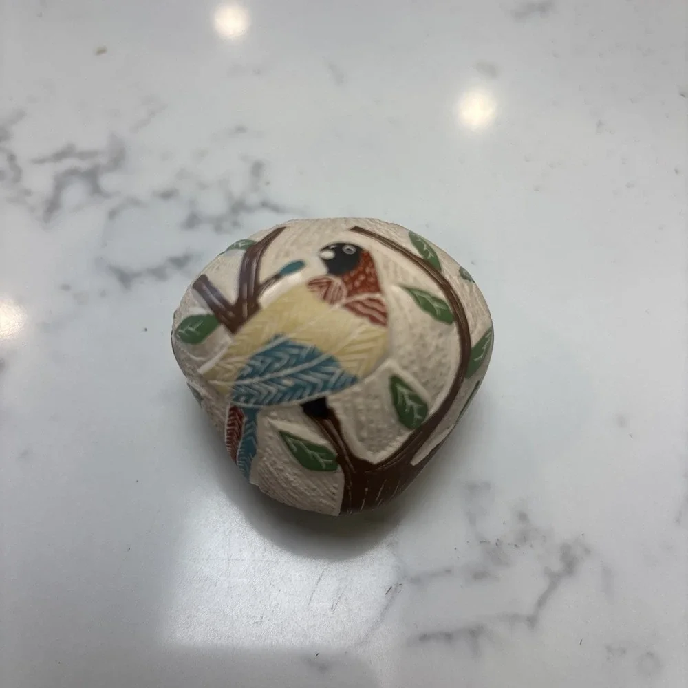 Mata Ortiz Pottery Small Vessel Bud Vase McCaw‎ Bird Trees Signed Jaime Villa 2